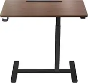 Altus Portable Desk with Wheels Pneumatic Standing Desk Over Bedside Overbed Table (Walnut)