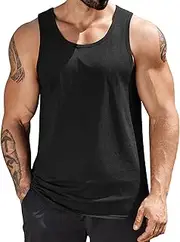 [COOFANDY] Mens Cotton Tank Tops Summer Beach Sleeveless Muscle Shirts Gym Workout Running Tank Shirt Pack
