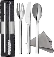 WMF my2Go Besteck Set 8-teilig, Outdoor Reisebesteck Set 1 Person, Campingbesteck mit Etui, Wanderbesteck umweltfreundlich, Strohhalm, Reinigungsbürste, Geschenk