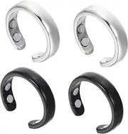 Ipetboom 4Pcs Unisex Magnetic Therapy Rings for Energy Balance Finger Loop Jewelry Relief Improved Circulation