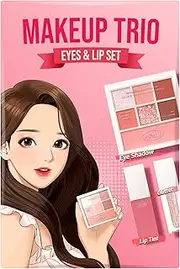 AMTS x True Beauty Makeup Edition - Some Love Makeup 3 Set (7colors Eyeshadows + Liquid Glitter + Lip stain tint) | Matte Shimmer Pearls Shades, Highly Pigmented, Pink Gold Set