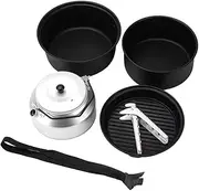 Snblzhef 5-Piece Non-Stick Camping Cookware Set with Kettle, Ideal for Outdoor Cooking and Camping Adventures, Easy to Clean