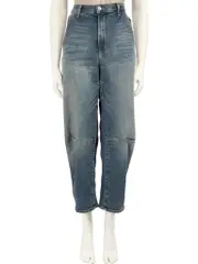 Blue Denim Barrel Leg Jeans