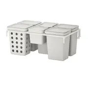 HÅLLBAR waste sorting solution, for METOD kitchen drawer ventilated/light grey, 53 l