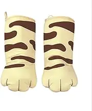 Thick Cotton Oven Mitts Cute Cat/Paw Design Baking Gloves Heat Resistant Cooking Gloves Potholder Funny Grilling Microwave Mittens Backer Kitchen Tools, 1 Pair