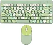 Modern Wireless Keyboard Optical Mouse Combo, Colorful Cute Silent Ergonomic Slim and Compact Wireless Keyboard 2.4G with Numeric Pad for Laptop Computer Compatible with (Green)