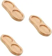 Zerodeko 3pcs Stylish Wood Serving Tray for Salt Pepper Condiment Organizer Anti-Slip Base for Kitchen Seasoning Storage