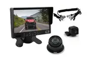 Elinz Caravan 2x Camera Reversing 4PIN CCD Kit System Trailer Cable 7" Monitor HD 12V/24V Black