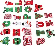 BEBEMOKO 26pcs Iron On Patches for Christmas: Embroidered Christmas Patches - Iron On Letters Appliques for DIY Jackets Jean Pants Coats Repair Holiday Decoration