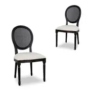 Set of 2 - Lenora Black ELM Dining Chair - Dawn Beige