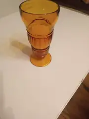 NOS Amber Indiana Glass Pedestal Sundae Glass Rare Color