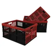 Obstnny 34 Quart Collapsible Storage Bins Stackable Milk Crate 3 Packs