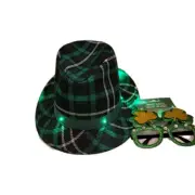 Saint Paddy's Day Light Up Fedora & Glasses Bundle NWT