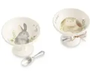 Mud Pie Water Color Pedestal Bunny Set Of 2