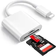 T Tersely SD Card Reader for iPhone/iPad, 2 in 1 Dual Slot Lightning to SD/TF Card Camera Memory Card Reader Adapter for iPhone 14/13/12/11/X/XS/XR/8/7 iPad,Quickly Transfer Photos Videos