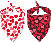 2 Pack Dog Cat Bandana Heart Reversible Triangle Bibs Scarf Accessories for Dogs Cats Pets Large
