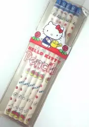 1976 Vintage 5 Sanrio Hello Kitty Pencils in Original Plastic Case Collectible