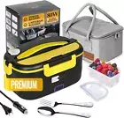 Electric Lunch Box - 3-in-1 Portable Heater for Home & Car (Black/Yellow)