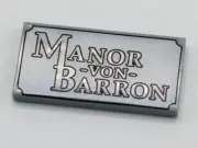 New LEGO House Building Sign ~ Manor Von Barron ~ Gorgeous Silver Chrome Letters