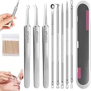 Acssart Tweezers,Acssart Blackhead Tools,Acssart Blackhead Remover Tools,Acssart Stainless Steel Blackhead Remover Tool Kit,Professional Stainless Steel Facial Blackhead Remover Tweezers (SetC)