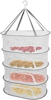 4 Layer Herb Drying Rack,Hanging Drying Rack Mesh,Plant Airing Racks with Zipper,Foldable Hanging Mesh Dryer,Drying Net,for Fruits,Vegetables,Fish