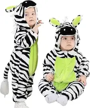 LOLANTA Unisex Baby Animal Costume, Toddler One-Piece Hooded Animal Fancy Dress Romper, Zebra, 3-4 Years
