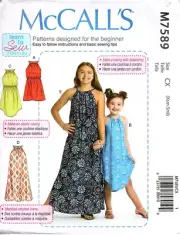 McCall's M7589 Girls XS to S Learn to Sew Pillowcase Dresses Sewing Pattern