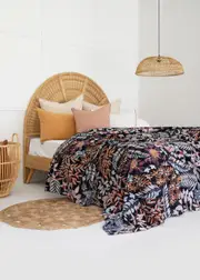 Kantha Quilt Indian Quilt Block Print Quilt Bedspread Bohemian Boho Cotton Throw Quilt Handmade Blanket Doona King Size 017