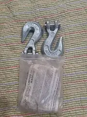 1 Pair CENTRAL FORGE 3/8" CLEVIS GRAB HIGH TEST HOOK NEW 5400 LB.