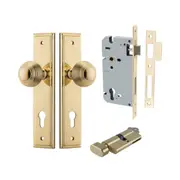 Iver Guildford Door Knob on Stepped Backplate Entrance Kit Key/Thumb