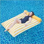 MinComfyWo Outdoor & Floating Pool Bean Bag Chair Cover (No Filler)- Stuffable Soft Beanbag Cover, Adults Large Lounge Lazy Sofa Bed Chair for Garden Patio-(Yellow & White)