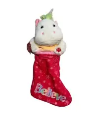 NWTHoliday Time Animated unicorn Sings "we wish you a merry Christmas” Stocking