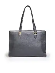 Black Pebbled Leather Tote Bag