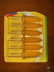 Lot Of 6 Vintage Corn On The Cob Holders Skewers Yellow 3 Pairs (B) New 2001