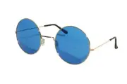 Lennon Glasses Large Round Blue Lenses Hippy Hippie Beatles Fancy Dress Costume
