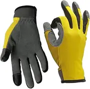 Mipcase Flexible Light Utility Gloves with Palm Touch Screen Fingertips Breathable Design for Mechanics Gardening and Tasks Yellow
