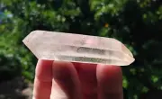 75mm Natural Quartz Double Terminated Crystal - Pale Gold hue, Brazil Mined