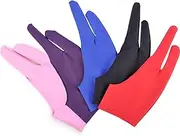 5 Pieces Artist Glove for Drawing Tablet, Gzingen Two-Finger Tablet Drawing Gloves, Digital Artist Gloves for Graphics Pen Drawing Tablet Monitor Light Box Tracing Board