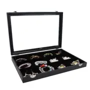 Jewelry Tray Clear Lid 12 Grid Jewelry Organizer Case Boxes Stackable Display...