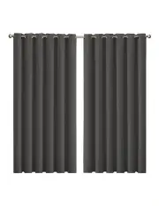 [Traderight] 3 Layers Eyelet Blockout Curtains 240x230cm x2 in Charcoal
