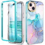 Cute Marble Case for iPhone 15 6.1 inch Built with Screen Protector, Lightwei...
