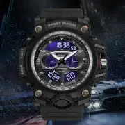 SANDA Men's Waterproof Luminous Sport Digital Watches Fashion Big Dial Quartz Watches Dual Display Wrist Watch