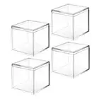 4 Pcs 4pcs Set Storage Container Transparent Square Box Candy Plastic