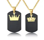 Personalised King and Queen Crown Matching Set Necklace