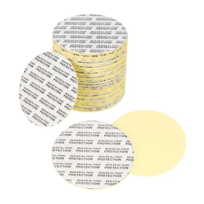 60Pcs 52mm/2.05" Adhesive Round PS Pressure Sensitive Seals Black Text, White
