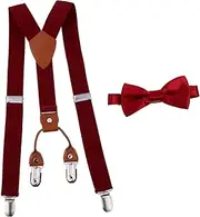 STOBOK Set Boys and Girls Suspenders Bow Tie Kit Strong Metal Clips Adjustable Elastic Back for Weddings Parties Birthdays