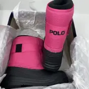 Polo Ralph Lauren Girls Everlee Fleece Winter Boots Pink/Black Size 3 NIB NEW