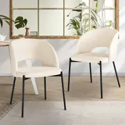 Oikiture 2PC Armchair Dining Chair Accent Chairs Tub Armchairs Sherpa White&Black