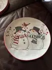 Eli + Ana Snowmen Cardinal Winter 3D Ceramic 11.25 in Dinner Plate - NEW