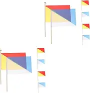 SUPVOX 2sets Signal Commanding Flag Race Conducting Polyester Hand Flags Wooden Pole Orderly Training Tool 6pcs*2